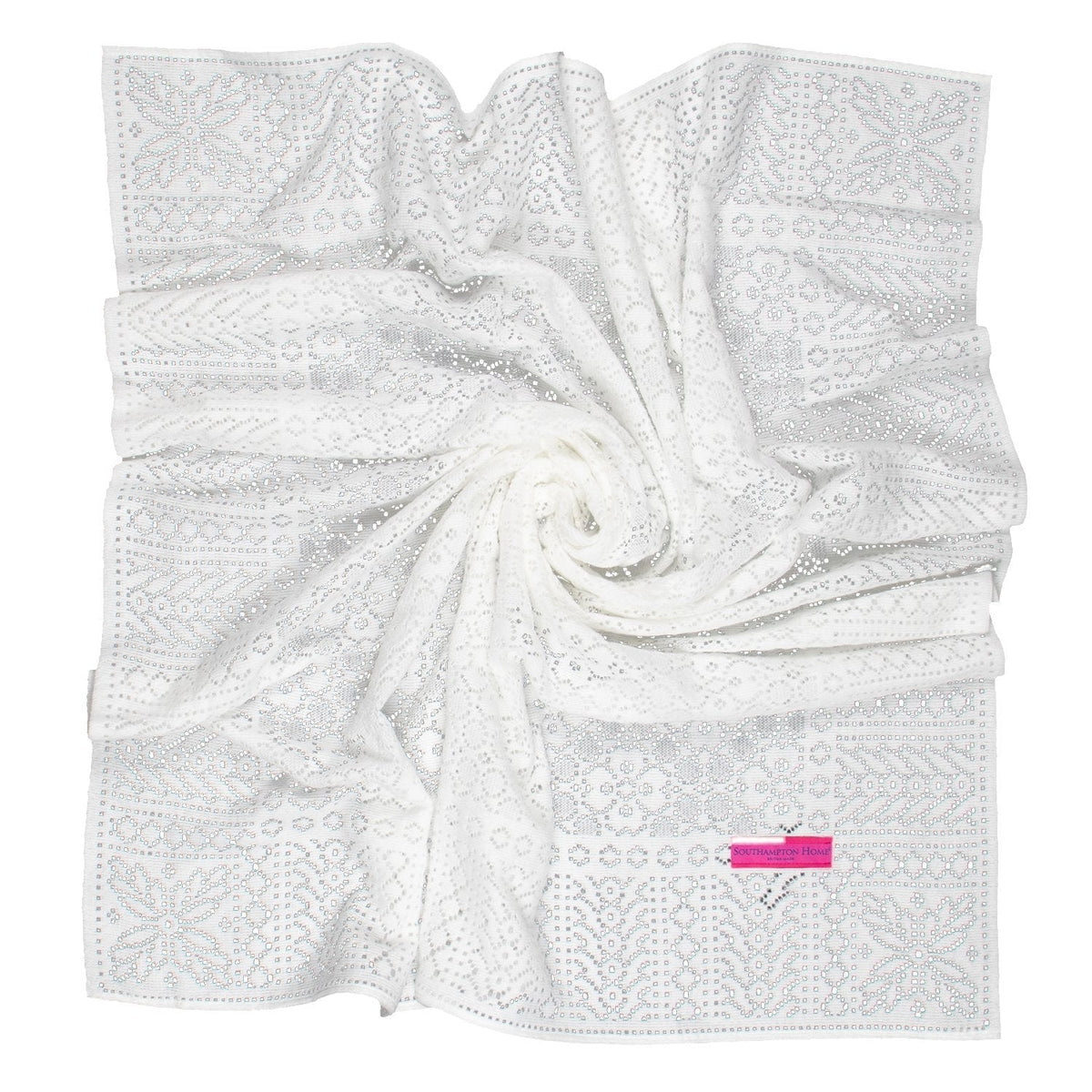 Southampton Home Lace Weave Baby Shawl ~ White ~