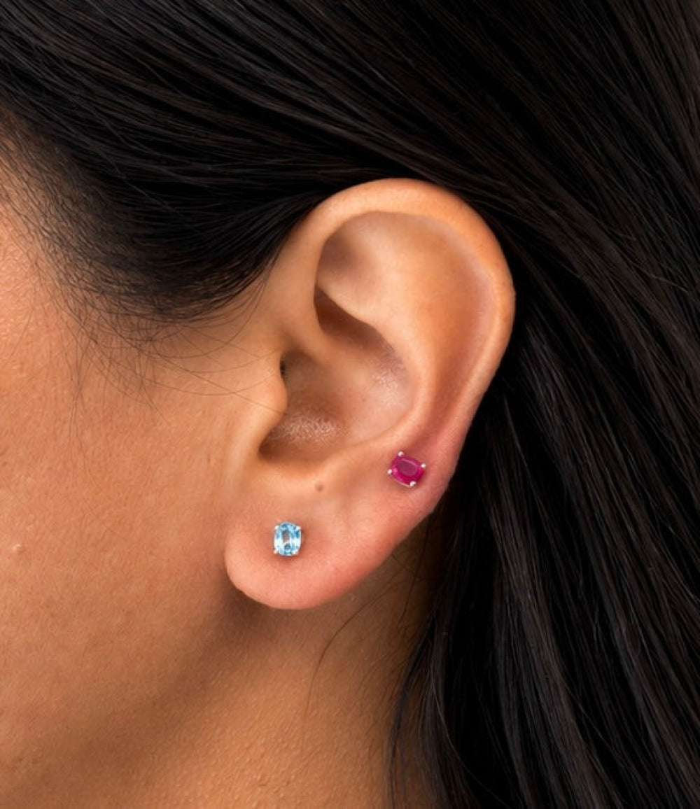 Oval Birthstone Stud Earrings