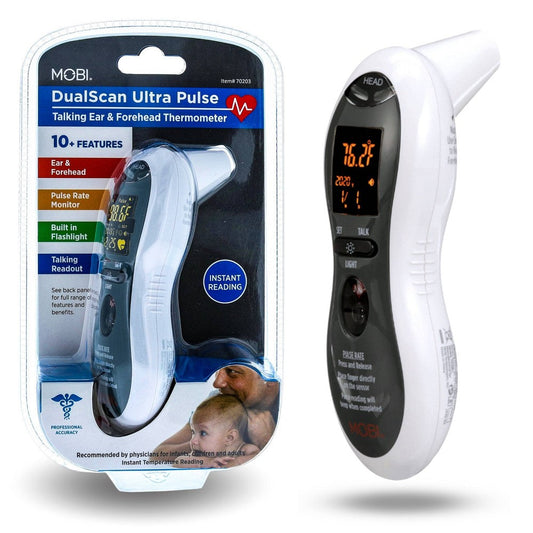 Mobi Technologies, Inc. DualScan Ultra Pulse Talking Ear And Forehead Digital Thermometer With Heart Rate Monitoring