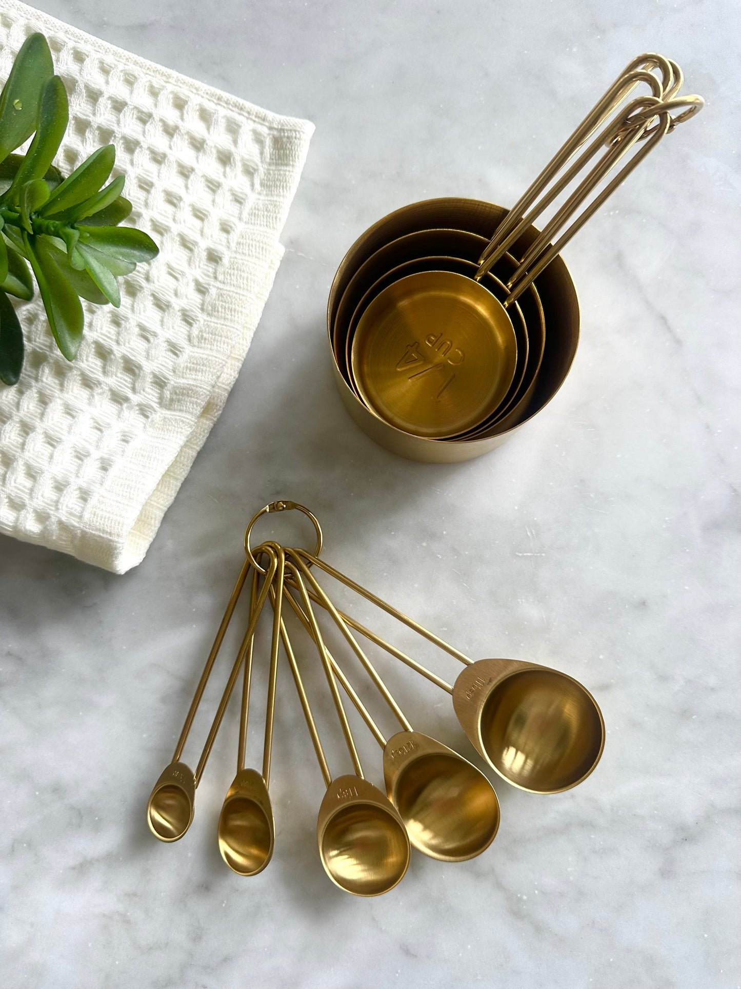 Solid Gold Measuring Cups & Spoons, Set of 9