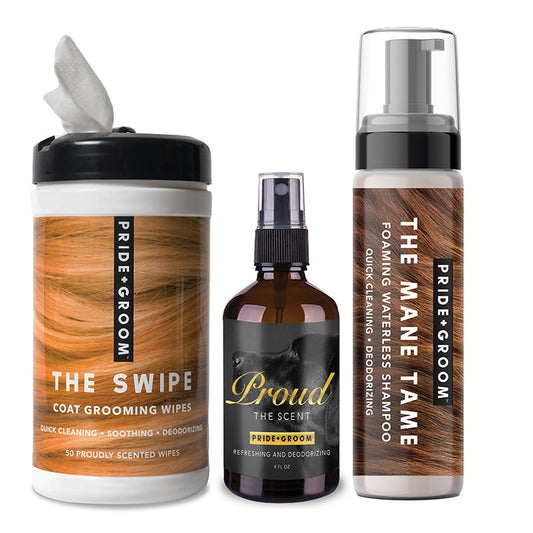 THE MID GROOM BUNDLE — Premium Waterless Shampoo, Wipes & Deodorizing Spray for Dogs In Between Grooms