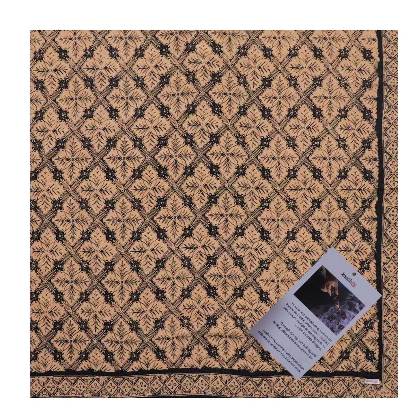 Large 39", Hand Dyed Batik Bandana, Harvest, Brown Black, Oversized, XL
