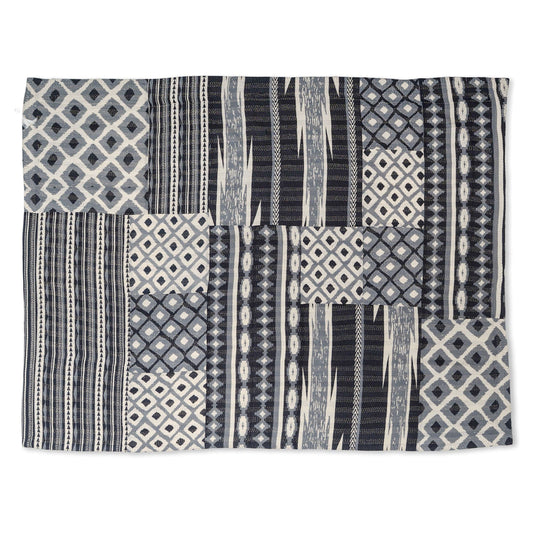 Monotone Ikat  Vintage Kantha Throw - Monotone Black