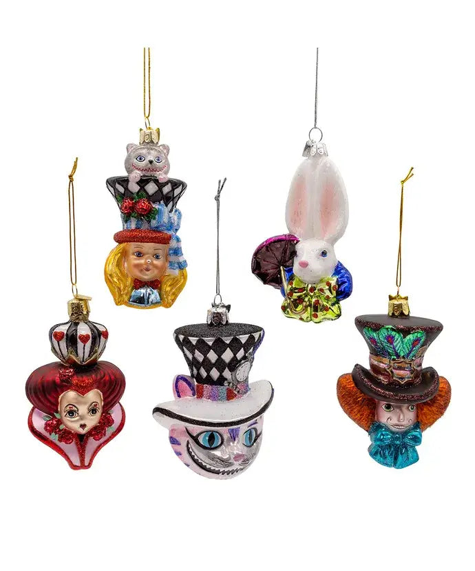 5" Noble Gems Alice Glass Character Ornament Set of 5