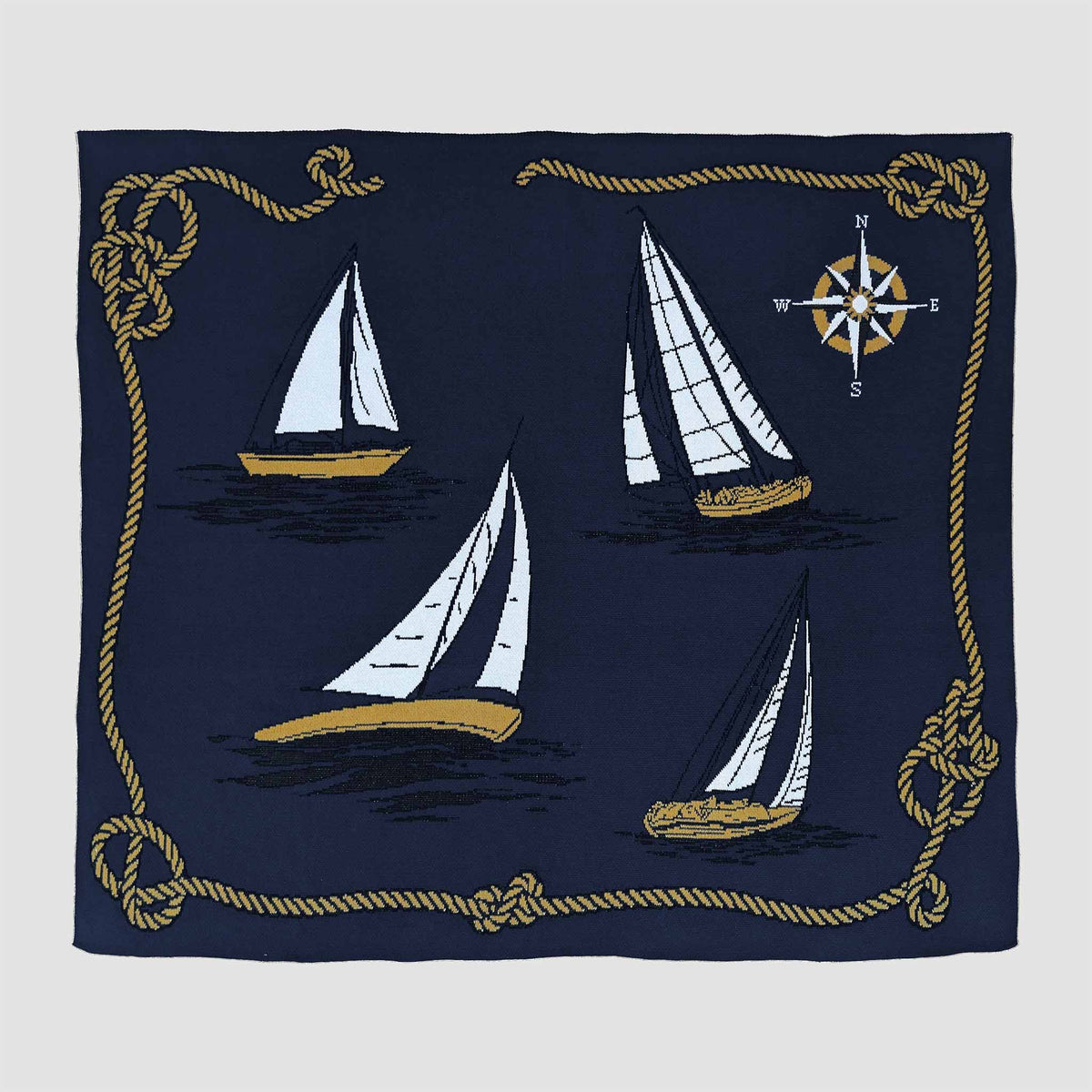 Nautical Sailboats - Cotton Sustainable Knit Throw Blanket