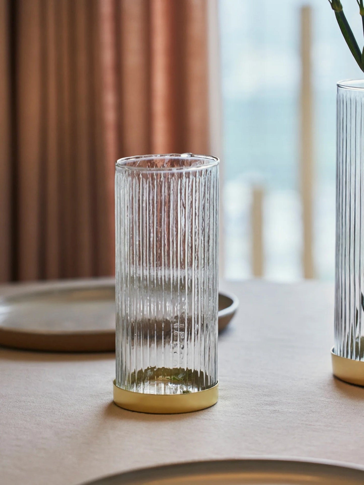 Fluted Glass Vase/Planter, Medium