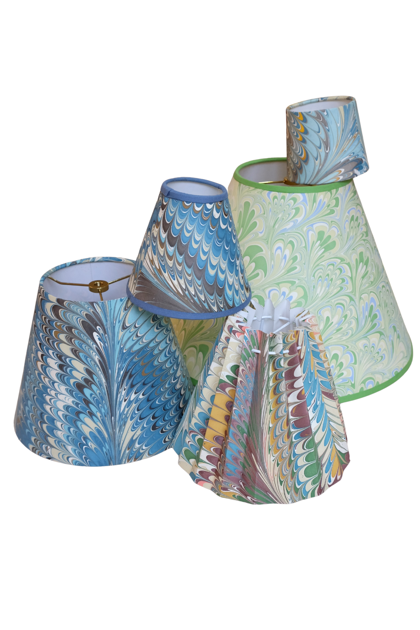 Flatiron Feathers Pleated Hand Marbled 10" Lampshade