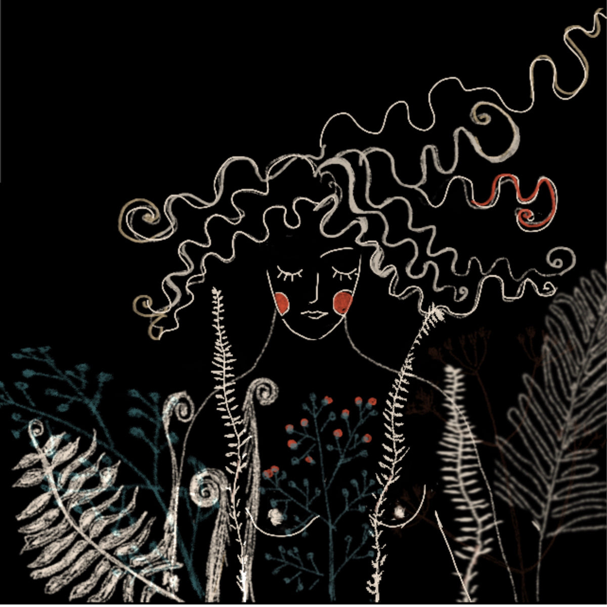 Wilderness Is Me: Feminine Nude Art Print on Board, Woman in a Night Forest