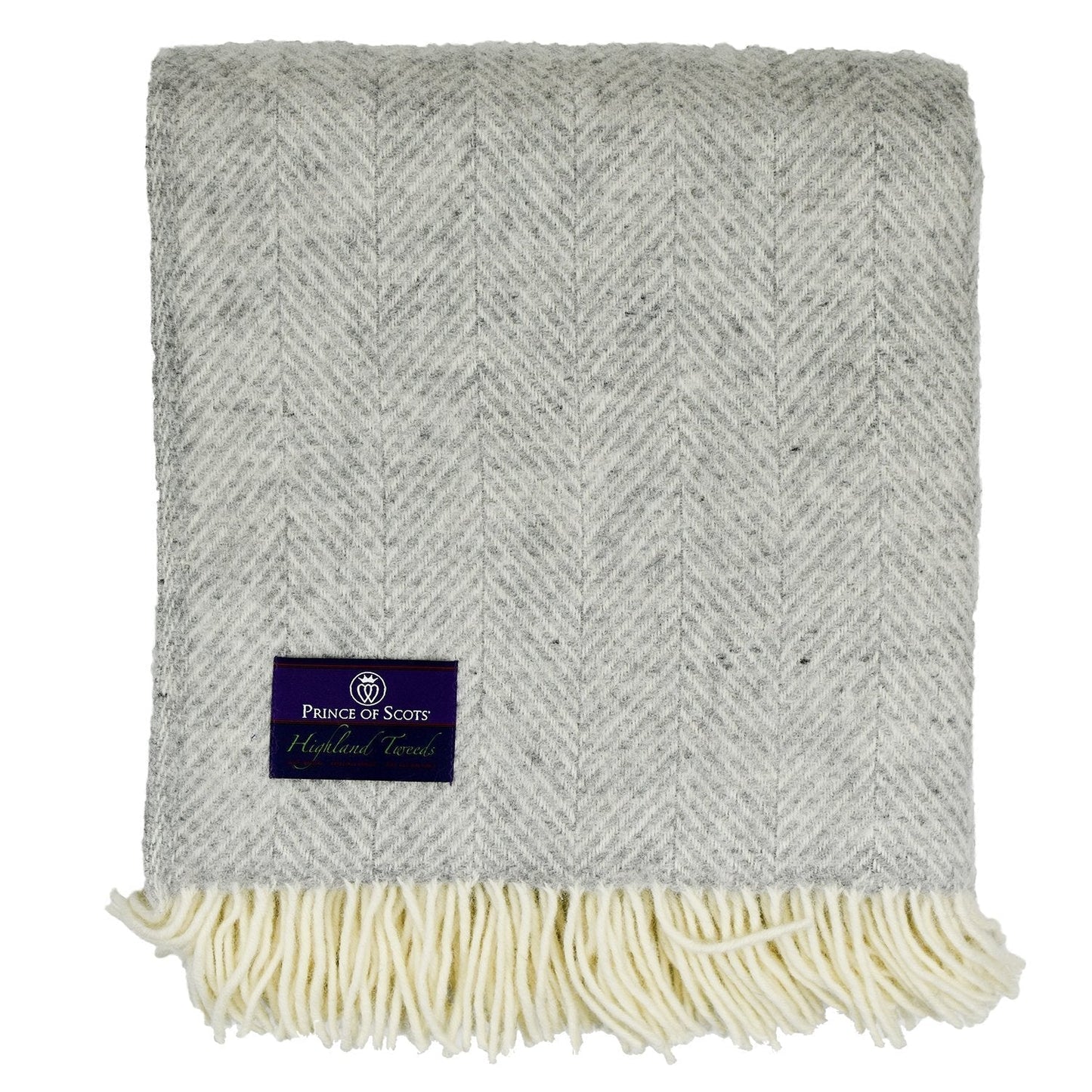 Highland Tweeds Herringbone  Pure New Wool Throw ~ Silver ~
