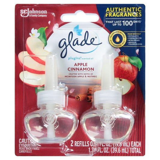 Glade PlugIns Scented Oil Air Freshener Refill, Apple Cinnamon, 2 Refills, 1.34 Fl Oz