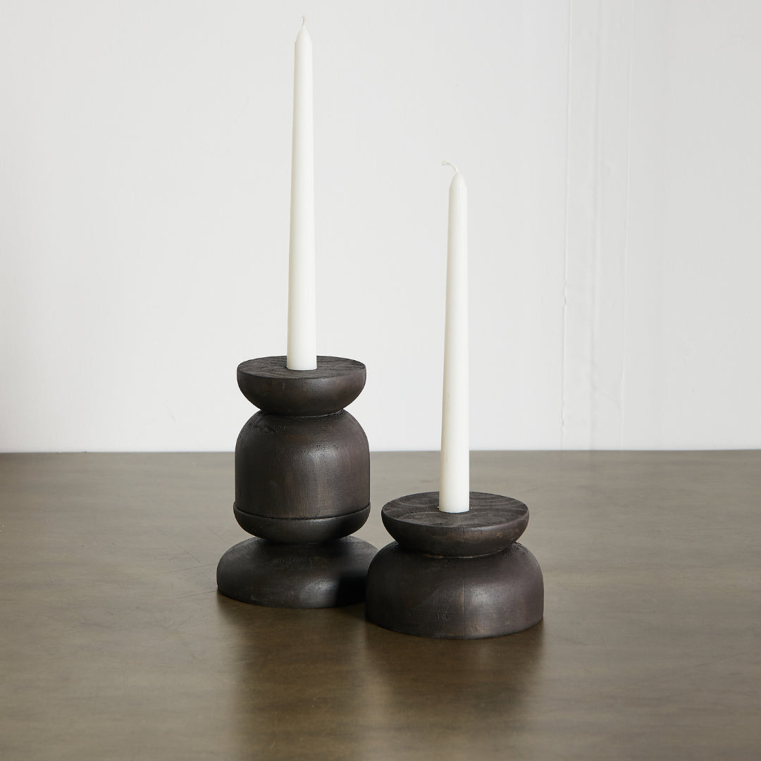 Organic Wood Taper Candlestick Holder