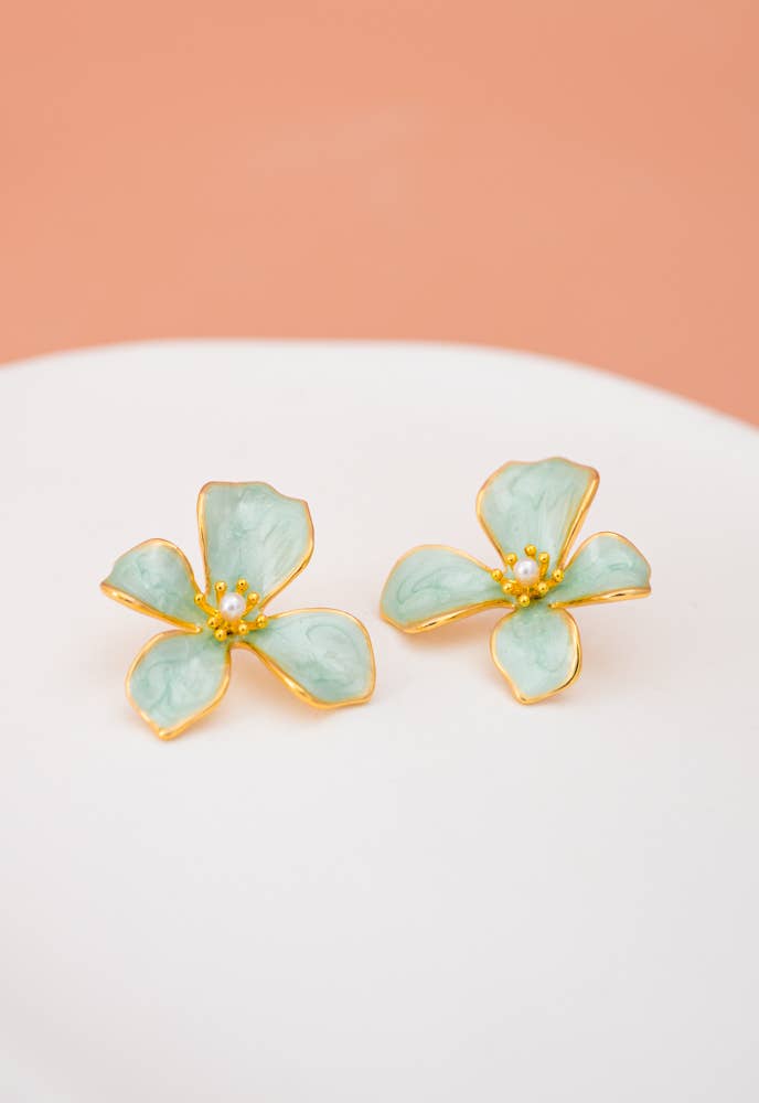 Hope in Bloom Flower Earrings in Mint