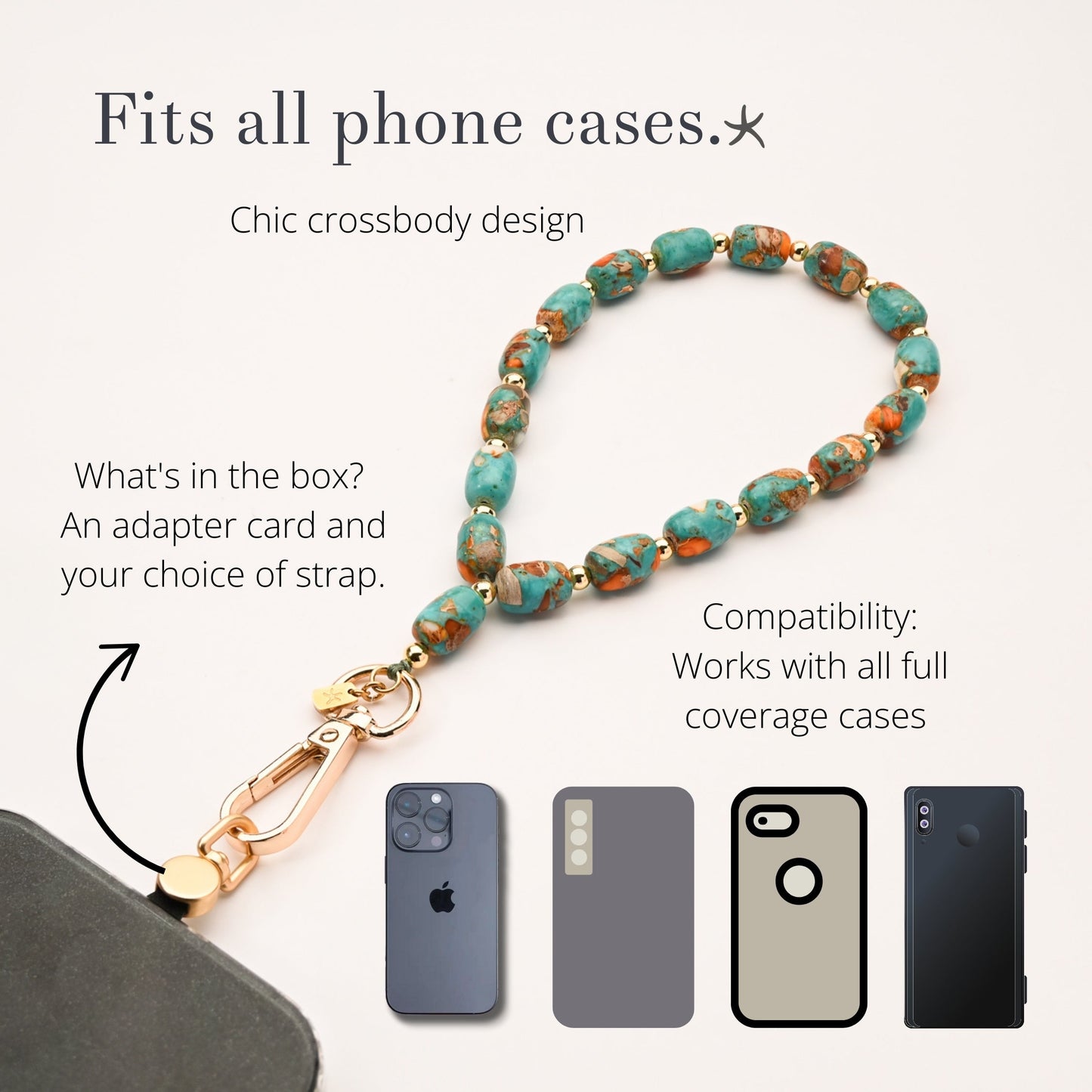 Sierra Bloom Turquoise Emperor Stone Beaded Phone Wrist Strap