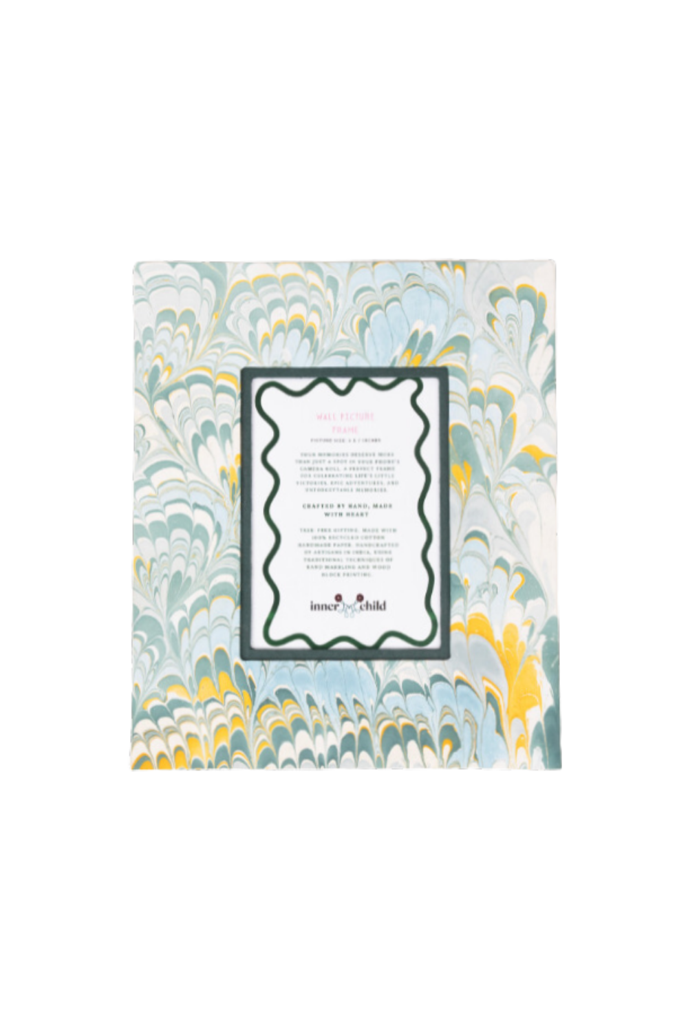 Blue Hand-Marbled Large Wall Picture Frame, 5x7