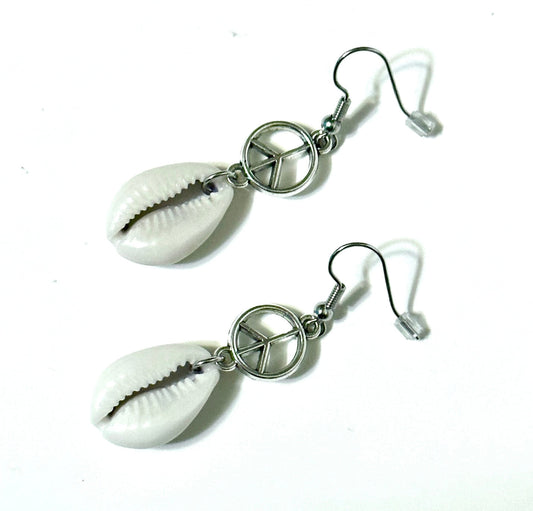 Cowrie Peace Sign Earrings