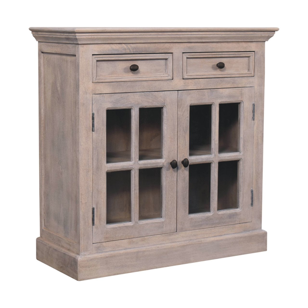 Solid Wood Stone Finish Cabinet with Glazed Doors