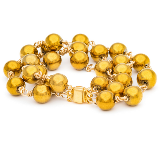 Goldie Gold Hematite 3-Strand Bracelet | Magnetic Clasp