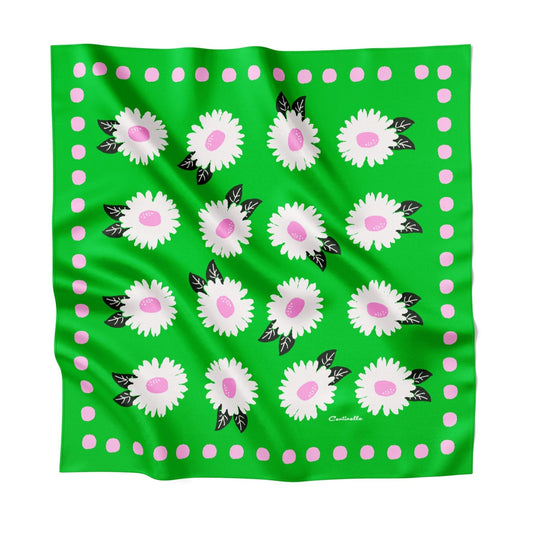 White Flower Silk Large Square Scarf