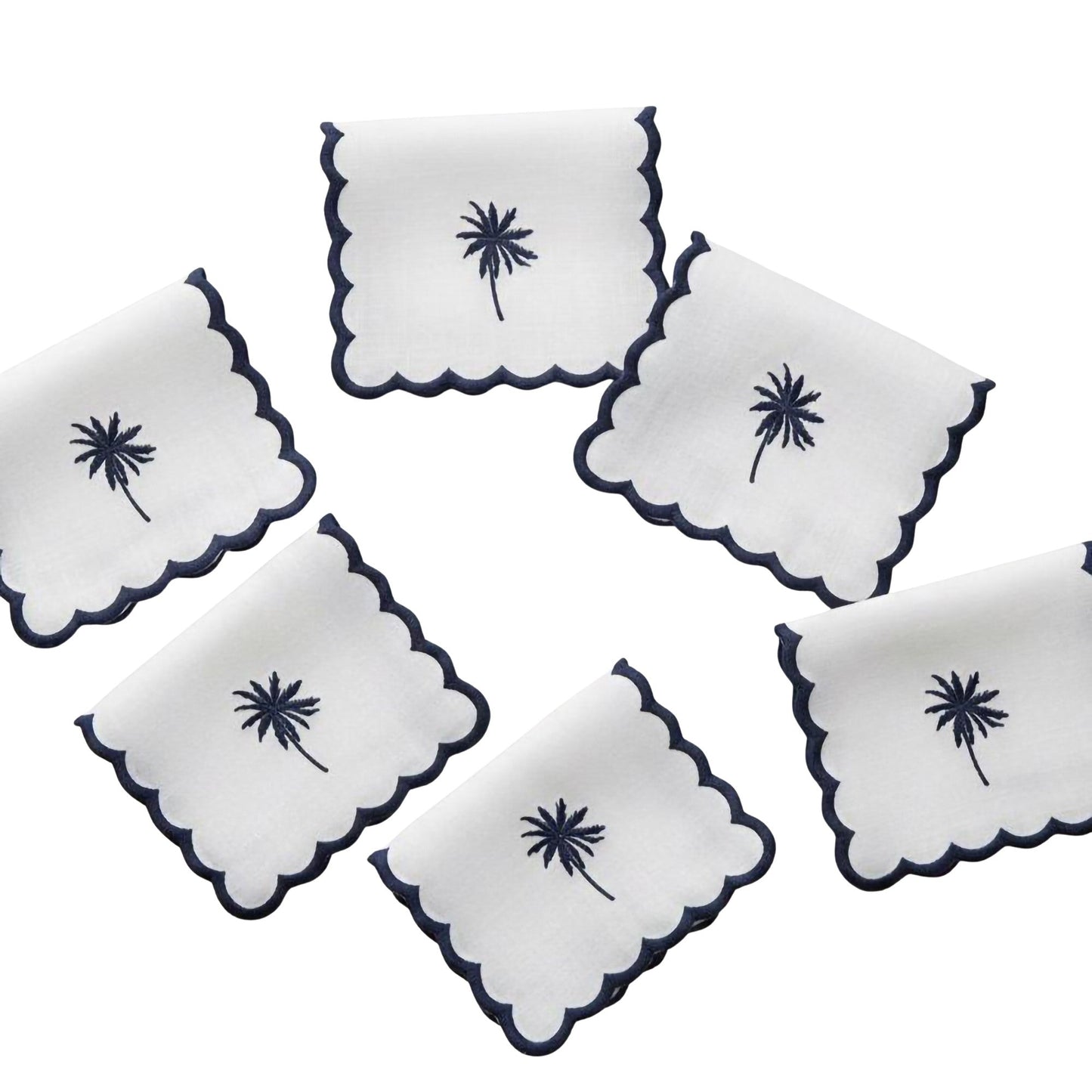 Embroidered Palm Tree Cocktail Napkin (Set of 6)