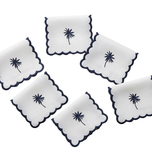 Embroidered Palm Tree Cocktail Napkin (Set of 6)