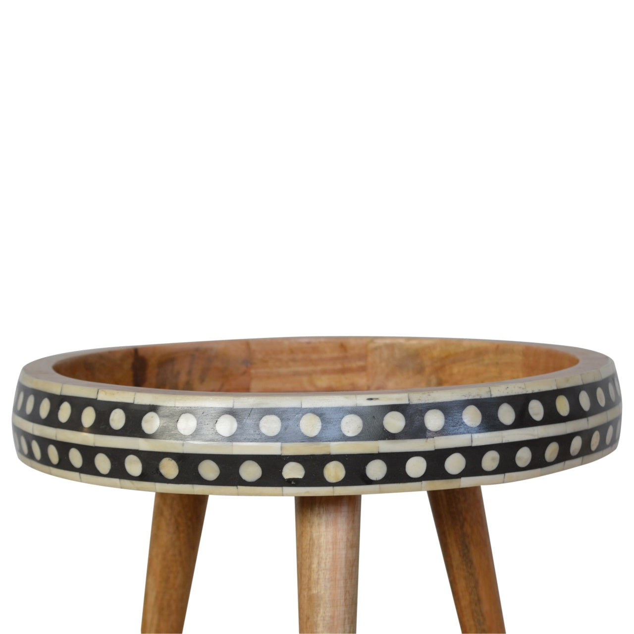 Solid Wood Small Dotted End Table, Black