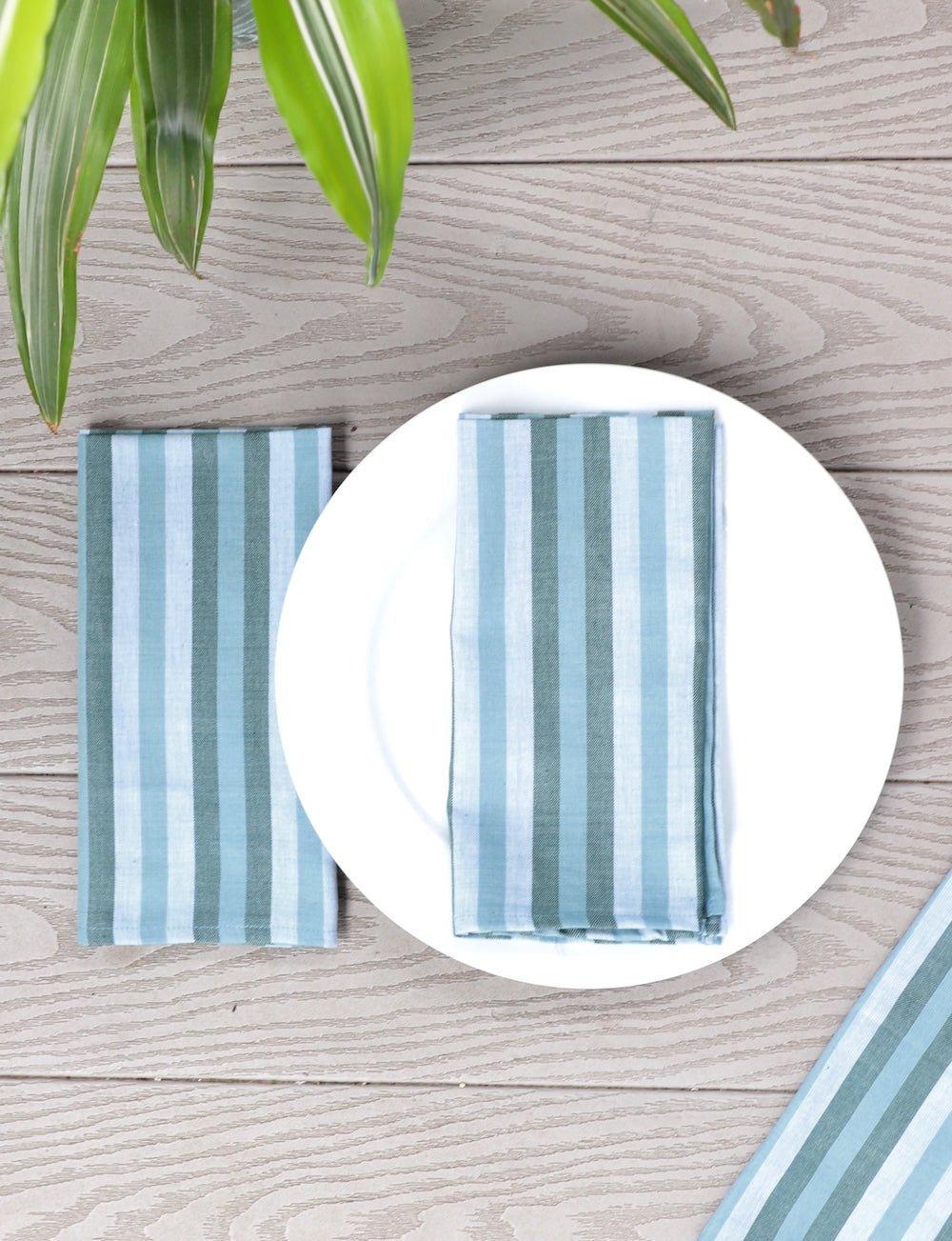 S/4 Cloth Napkins - Ocean Stripes
