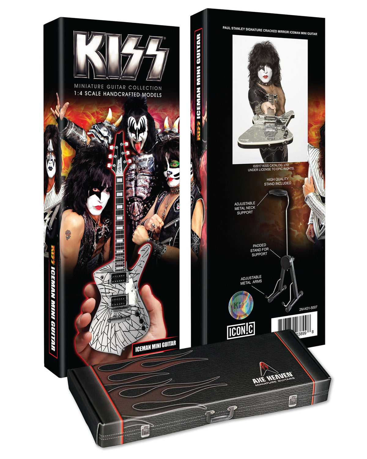 Officially Licensed KISS® SET of 3 Miniature Guitar Models - AXE - ICEMAN - LOGO ICEMAN