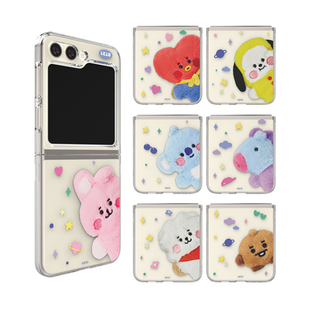 BT21 Fluffy Galaxy Z Filp5 Clear Slim Case