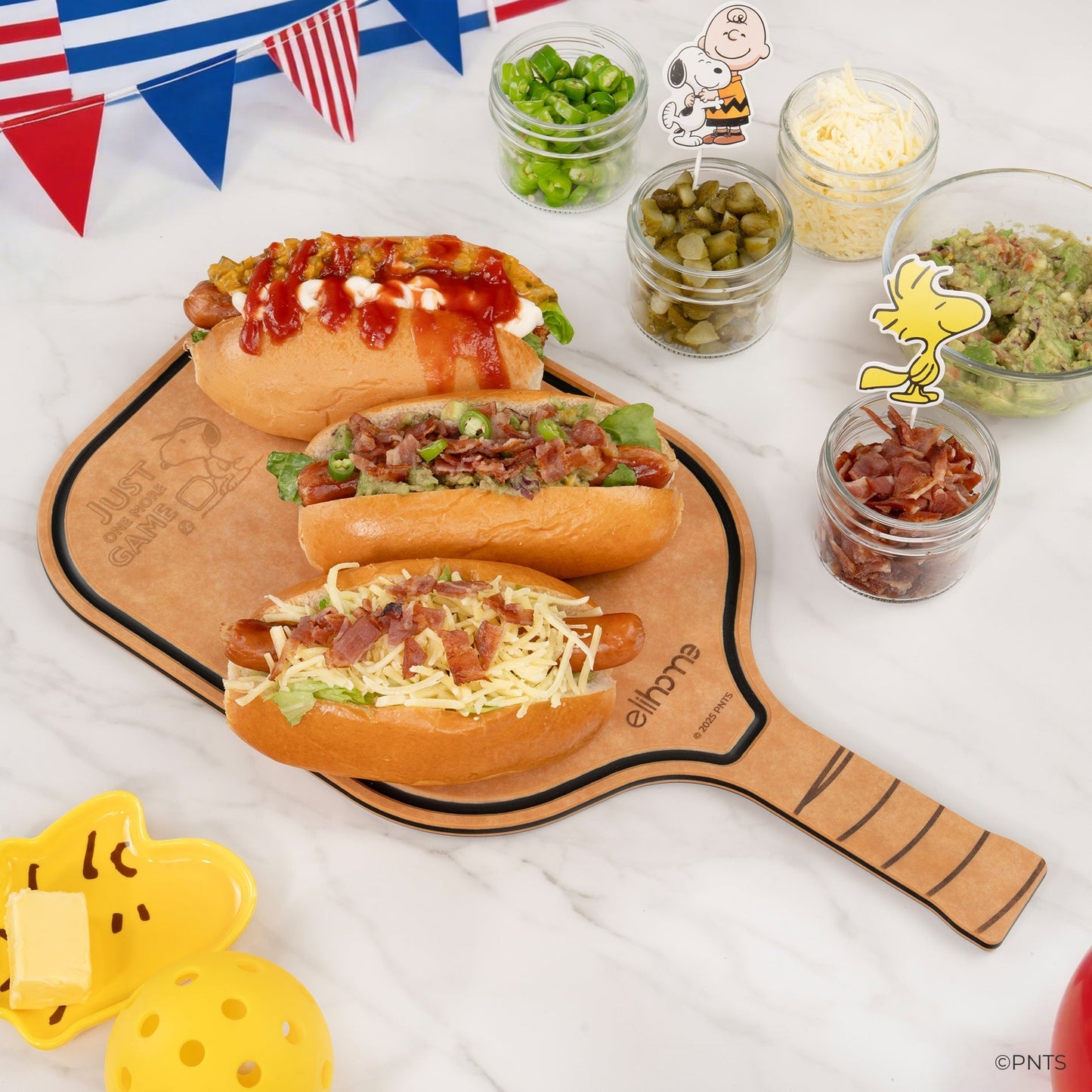 Elihome x Peanuts Pickleball Charcuterie Cutting Board -"Just One More Game"