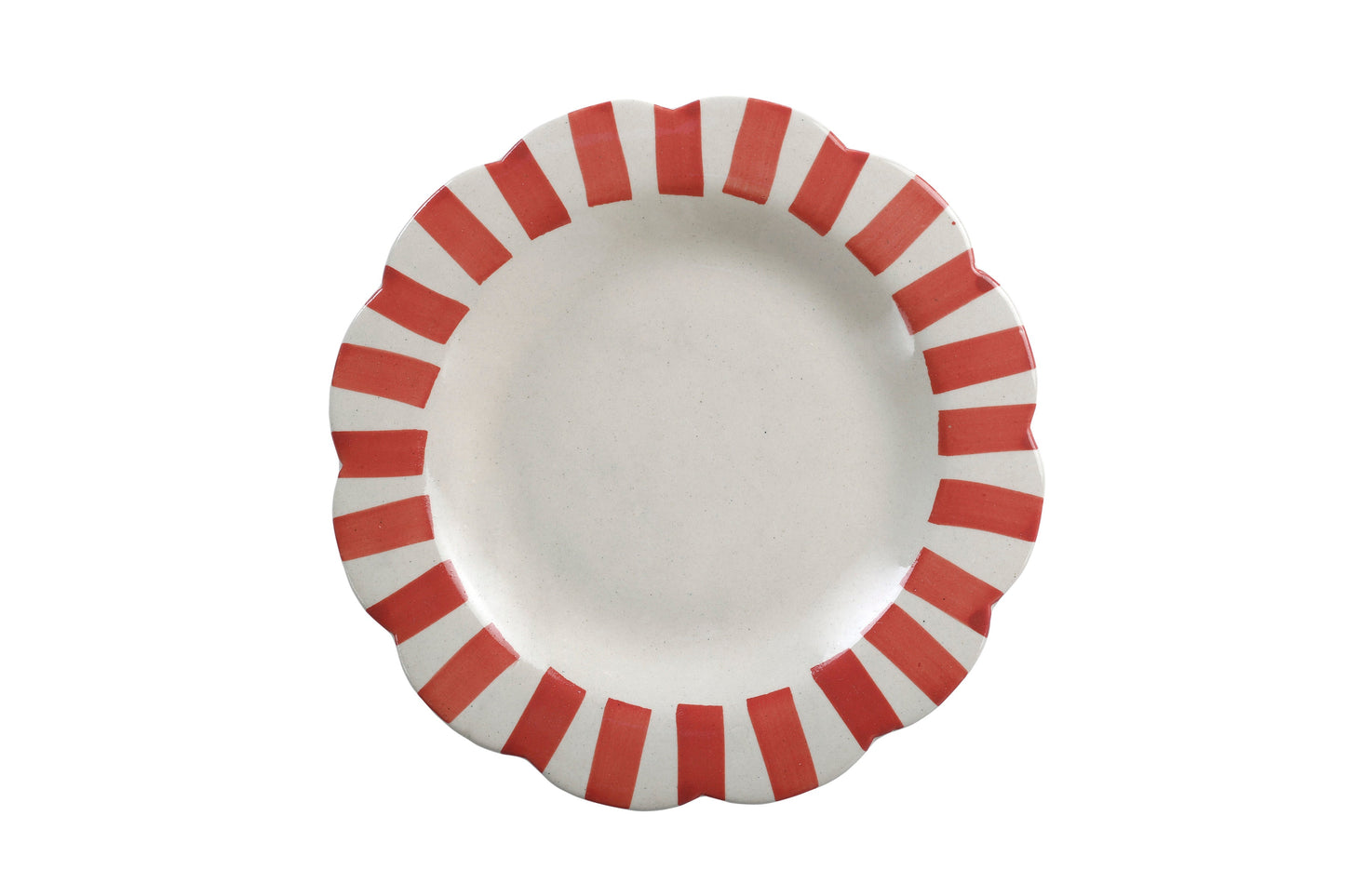 Ceramic Stripe Dinner Plate,  Red- 10 x 10 x 1.25 Inches ( Set of 2 )