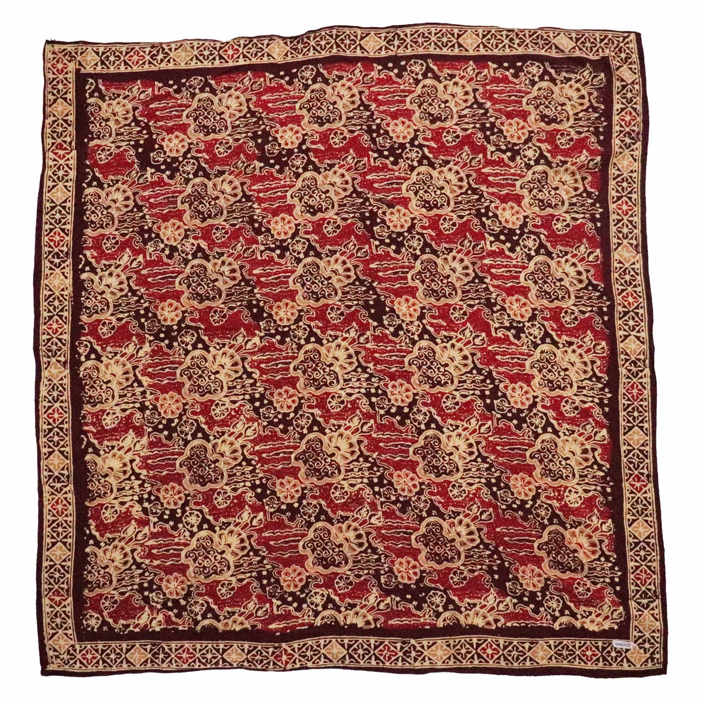 Large 39" Hand Dyed Batik Bandana, 100% Soft Cotton, Sunlit Garden, Red Burgundy - Osadia Concept Store