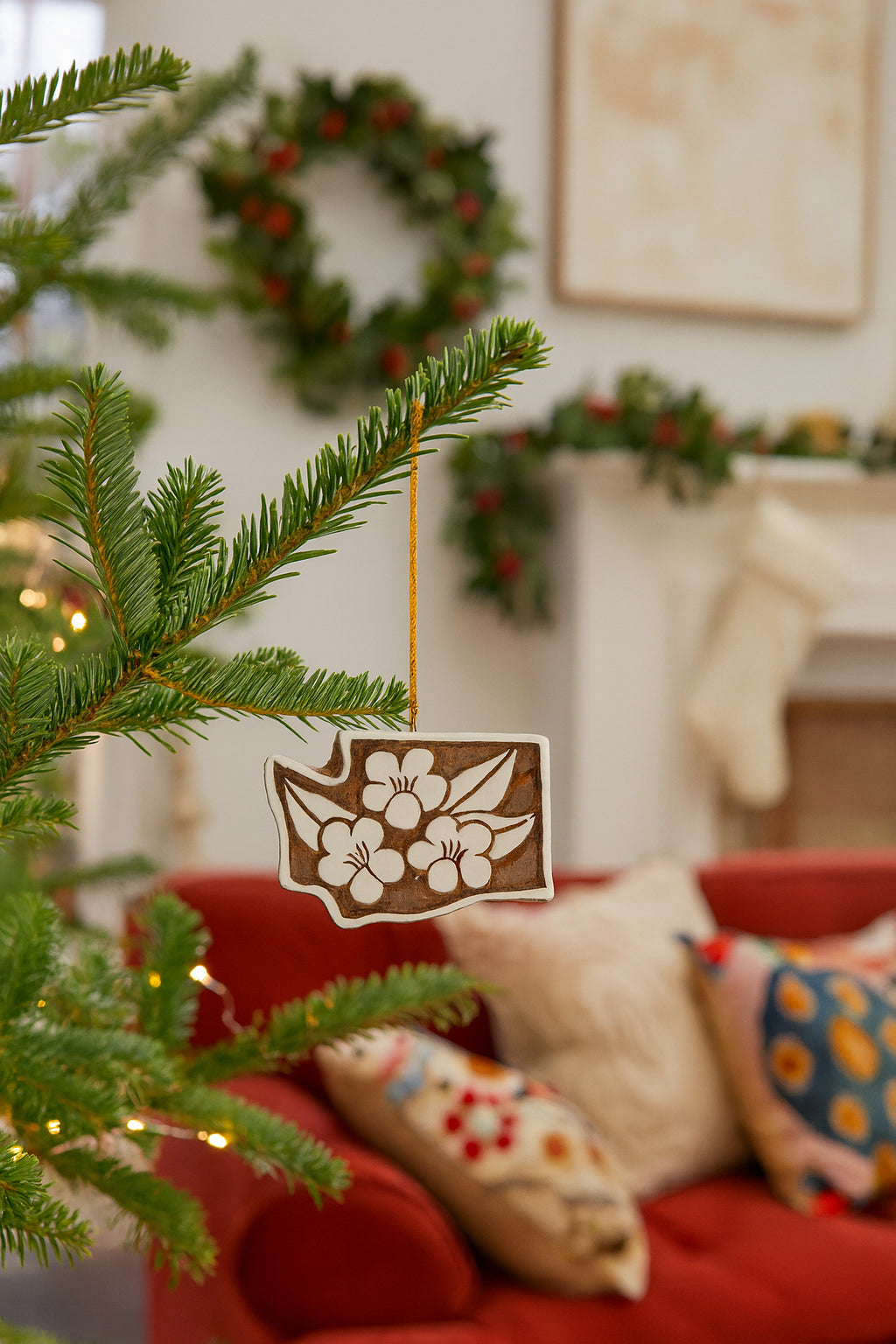 Washington State Rhododendron Ornament - Hand Carved State Flower