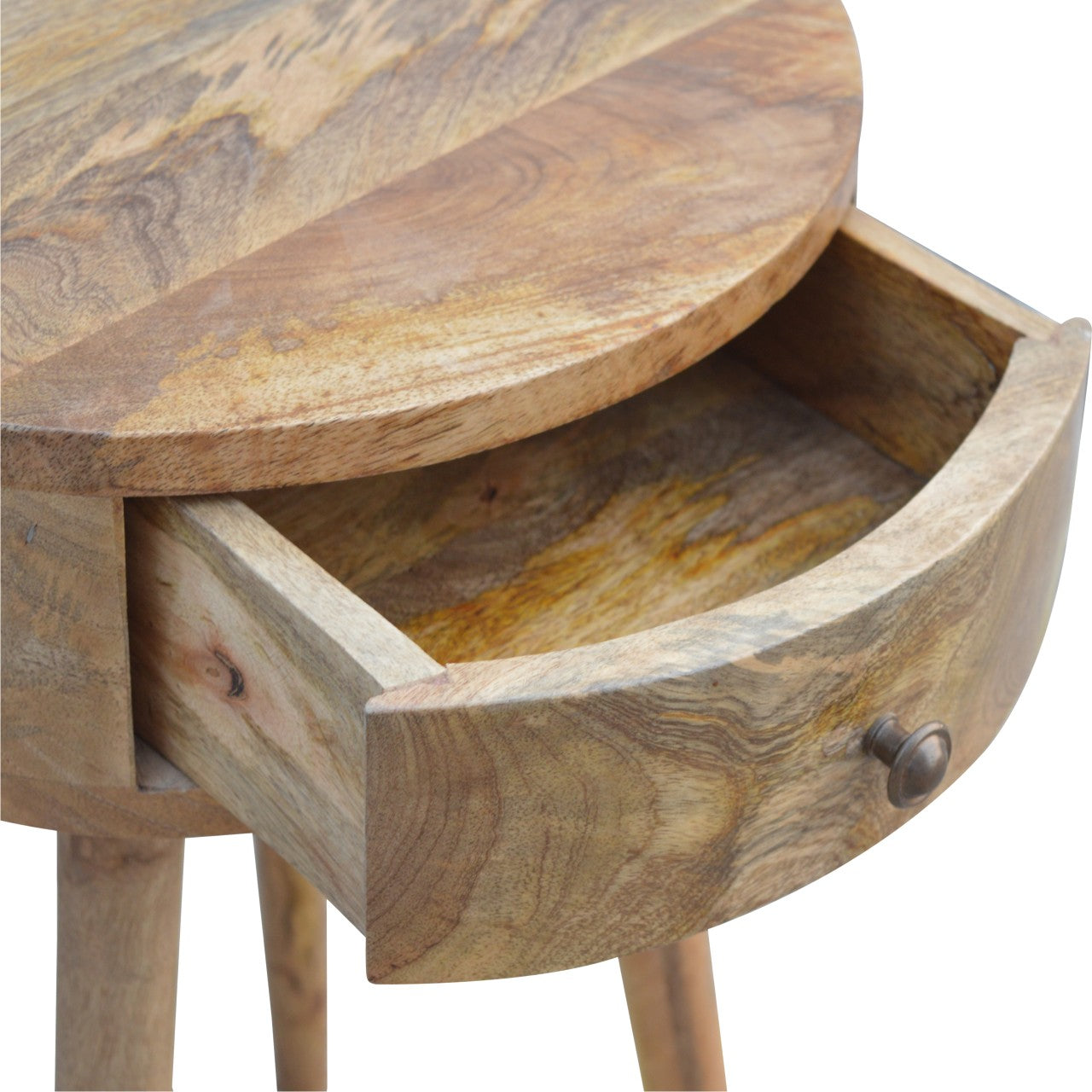 Nordic Circular Shaped Bedside, 1-Drawer, Oak