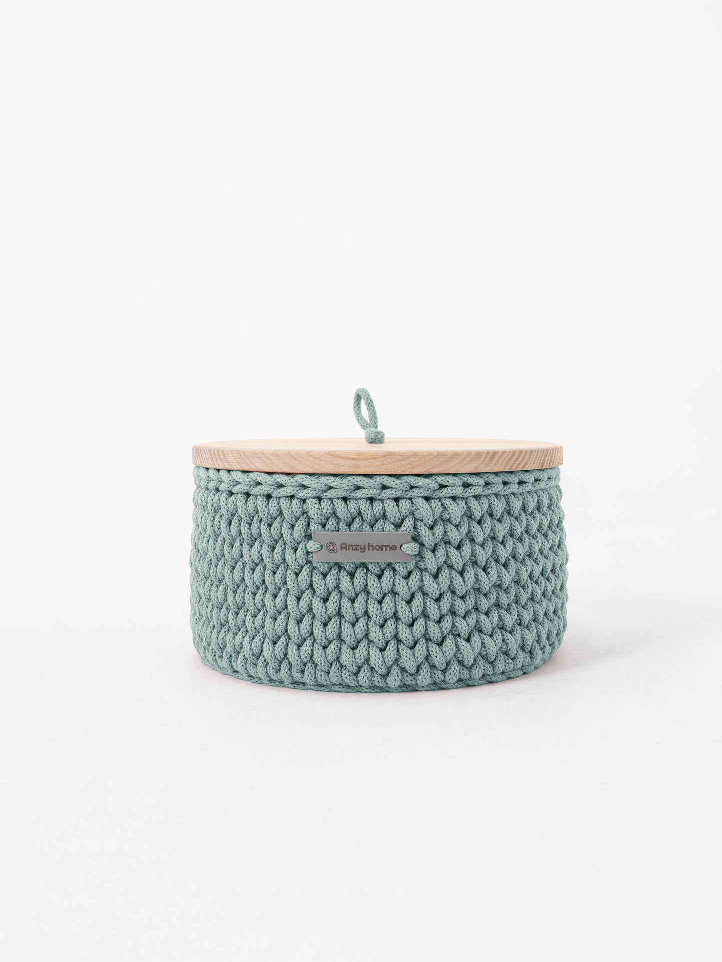 Round Storage Baskets w/ Wooden Lid