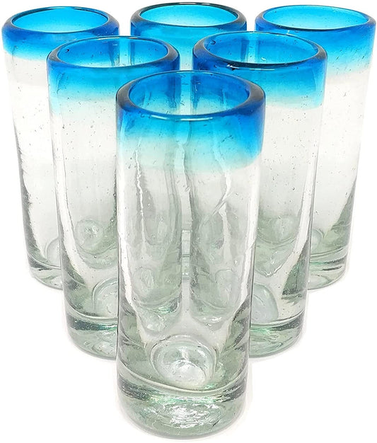 Aqua Rim Tequila Shot Glasses  - Set of 6