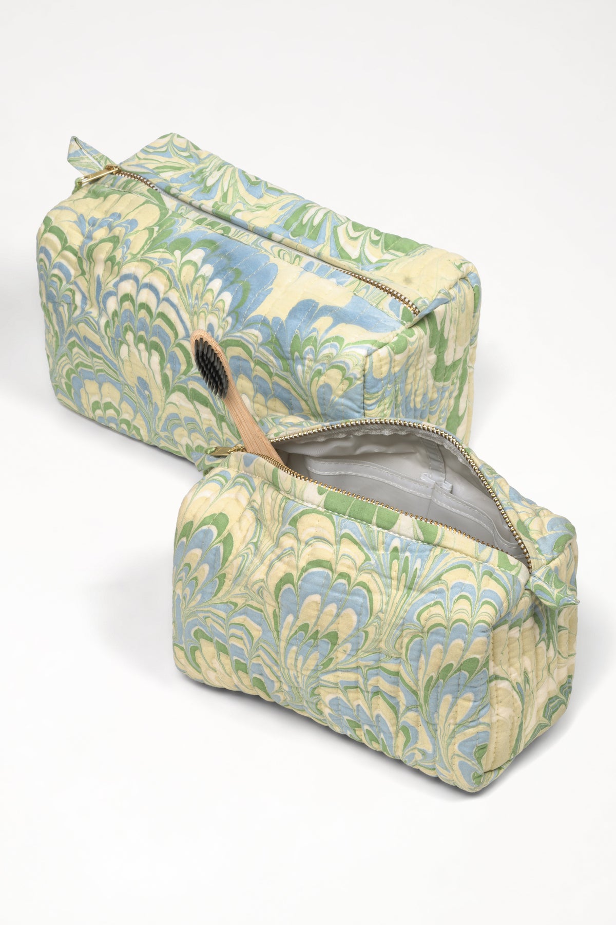 Seaglass Peacock Hand-Marbled Cosmetic Bag