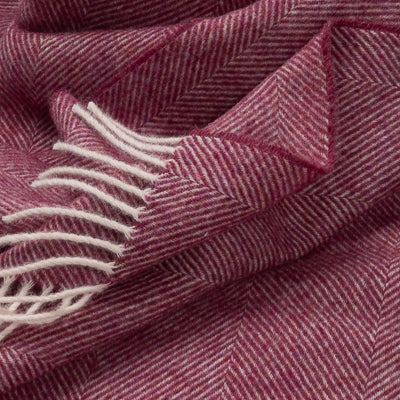 Southampton Home Shetland Lambswool Herringbone Throw – Berry | Woven in England - Osadia Concept Store