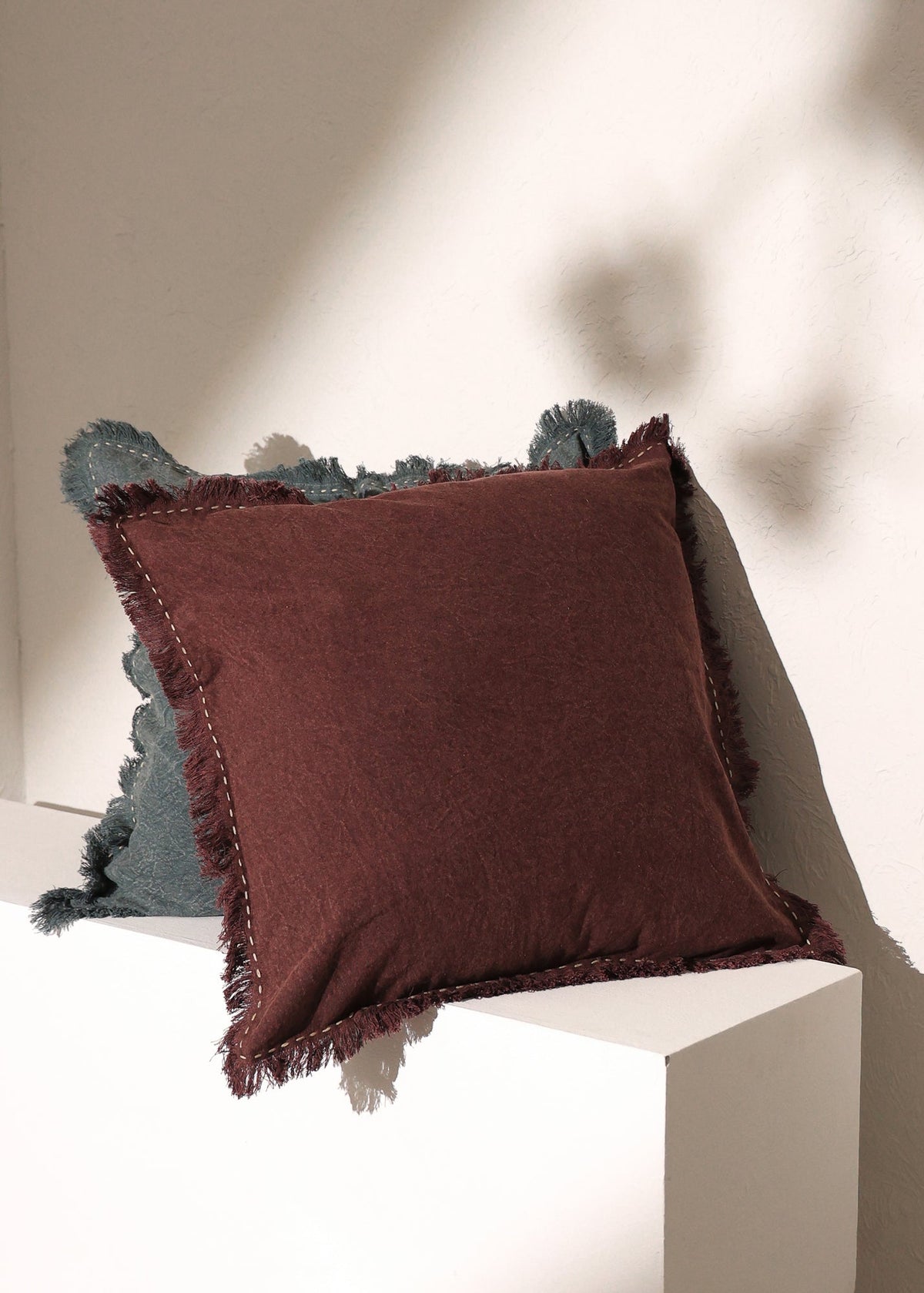 Stonewashed Linen Pillow with Hand Worked Edges