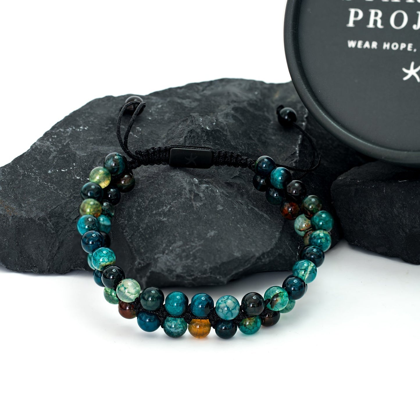 Helix Agate Earthstone Green Rope Beaded Bracelet