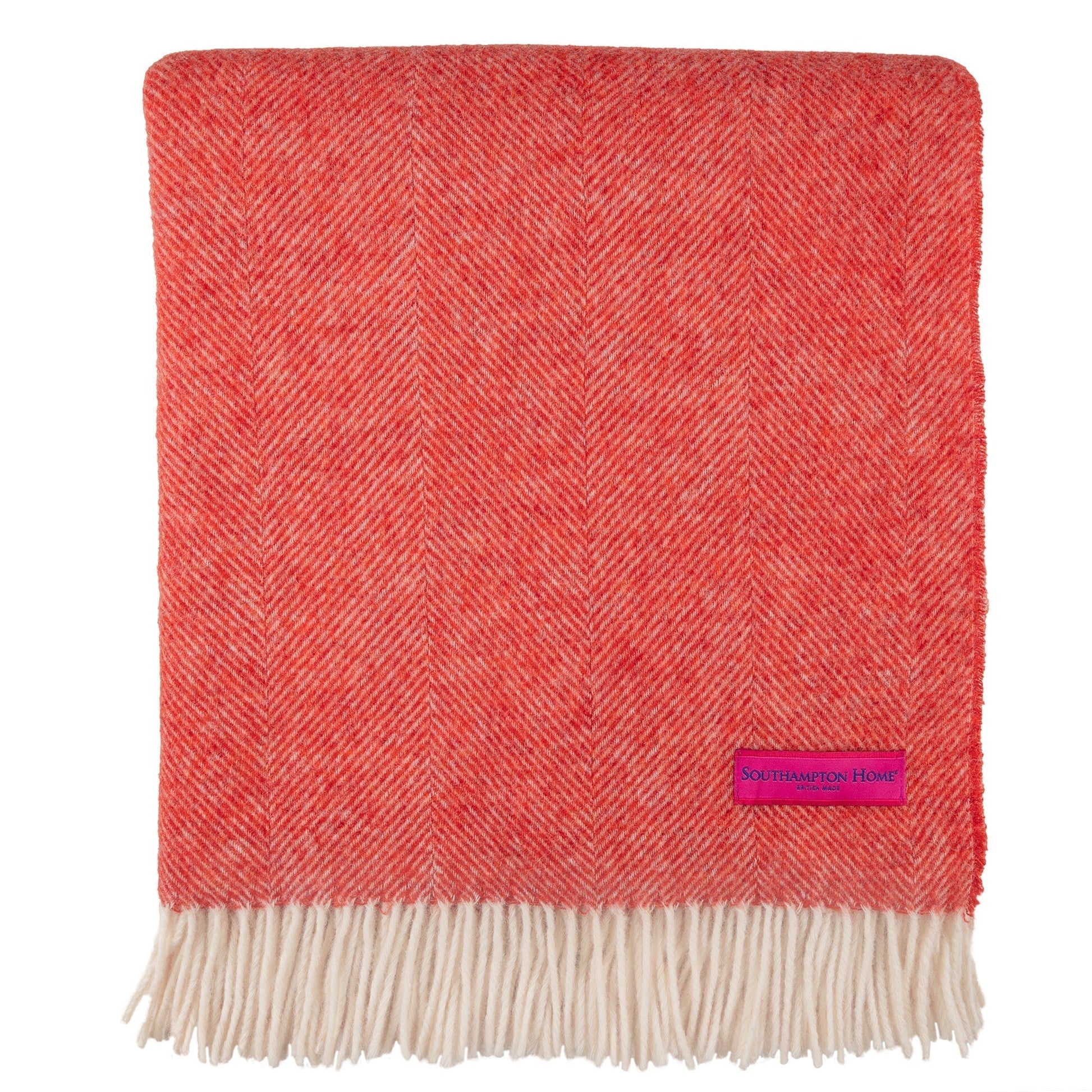 Southampton Home Shetland Lambswool Herringbone Throw – Watermelon | Woven in England - Osadia Concept Store