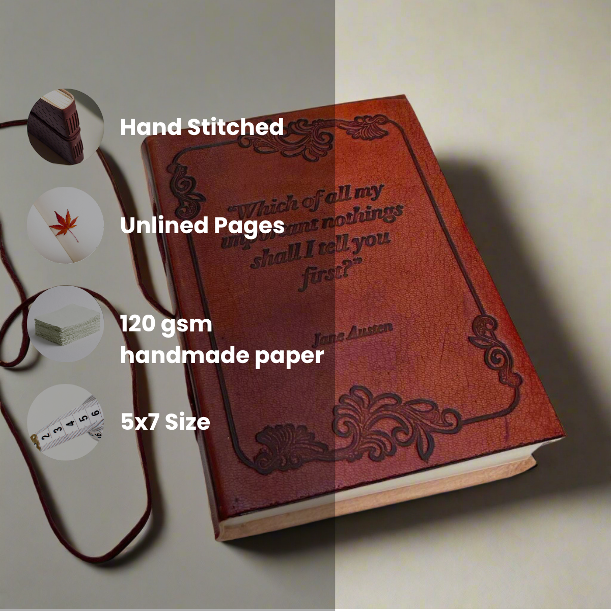 Jane Austen Quote Leather Journal