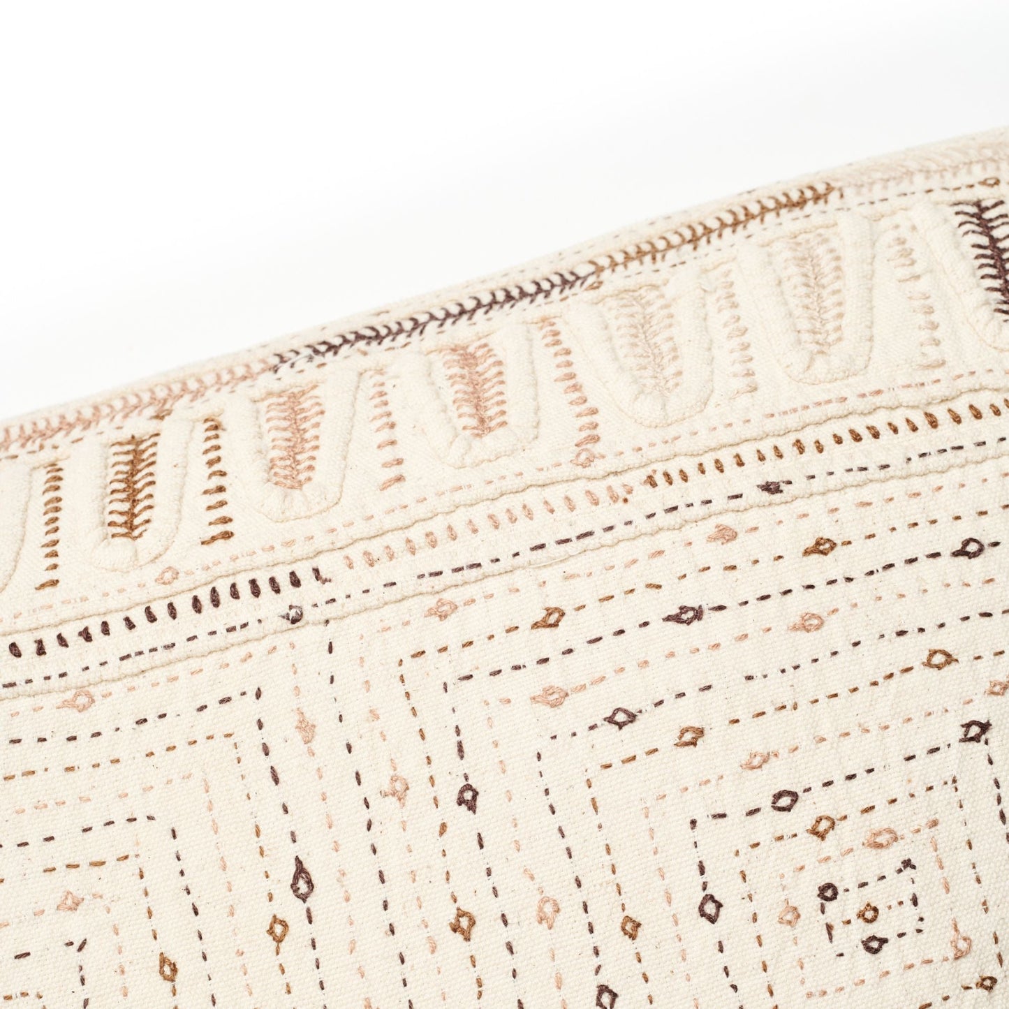 Maze Brown Handwoven Hand Embroidered Organic Cotton Pillow - Osadia Concept Store