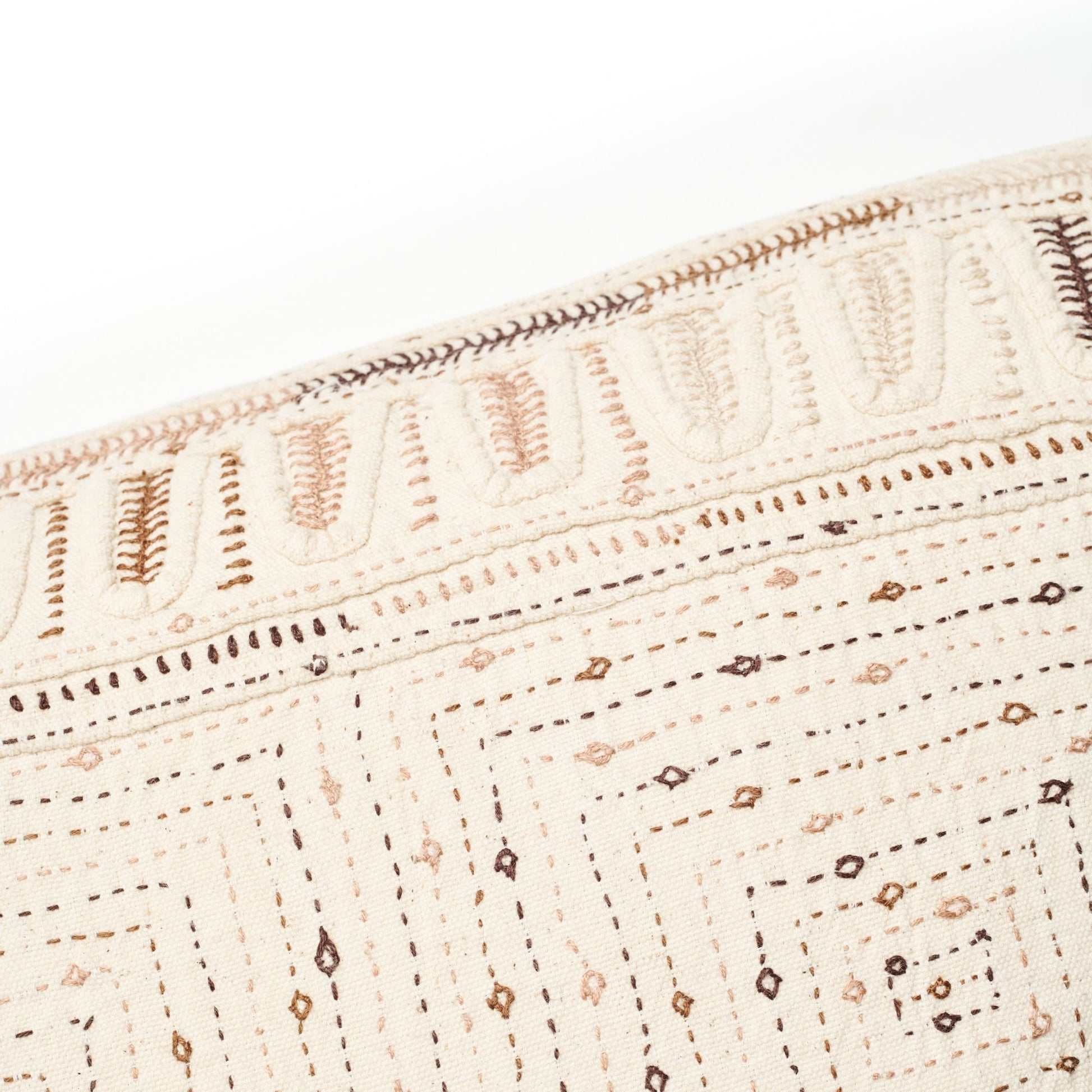 Maze Brown Handwoven Hand Embroidered Organic Cotton Pillow - Osadia Concept Store