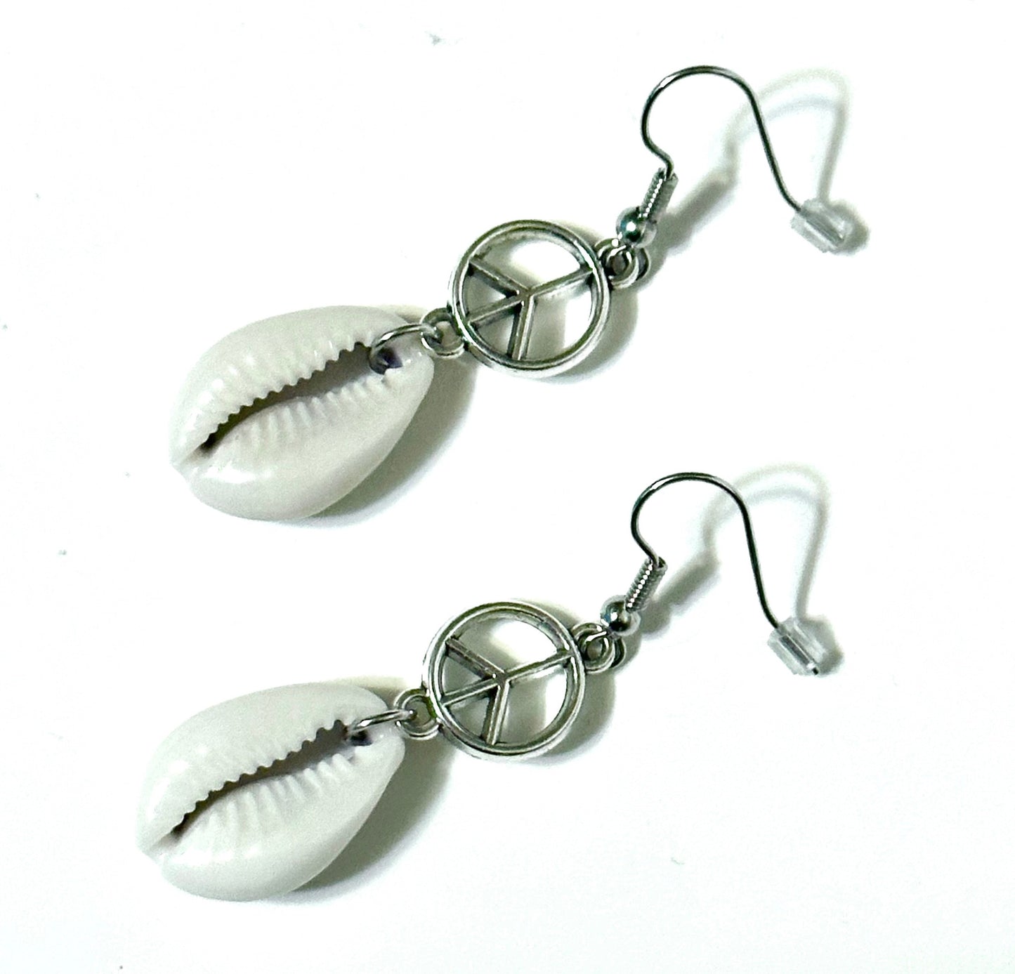 Cowrie Peace Sign Earrings