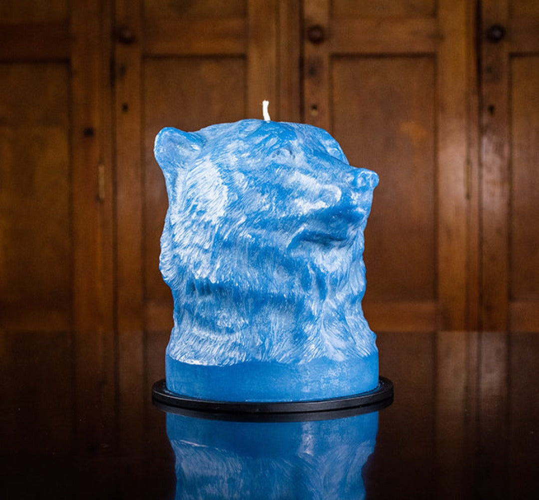 Saxe Blue Bear Head Candle