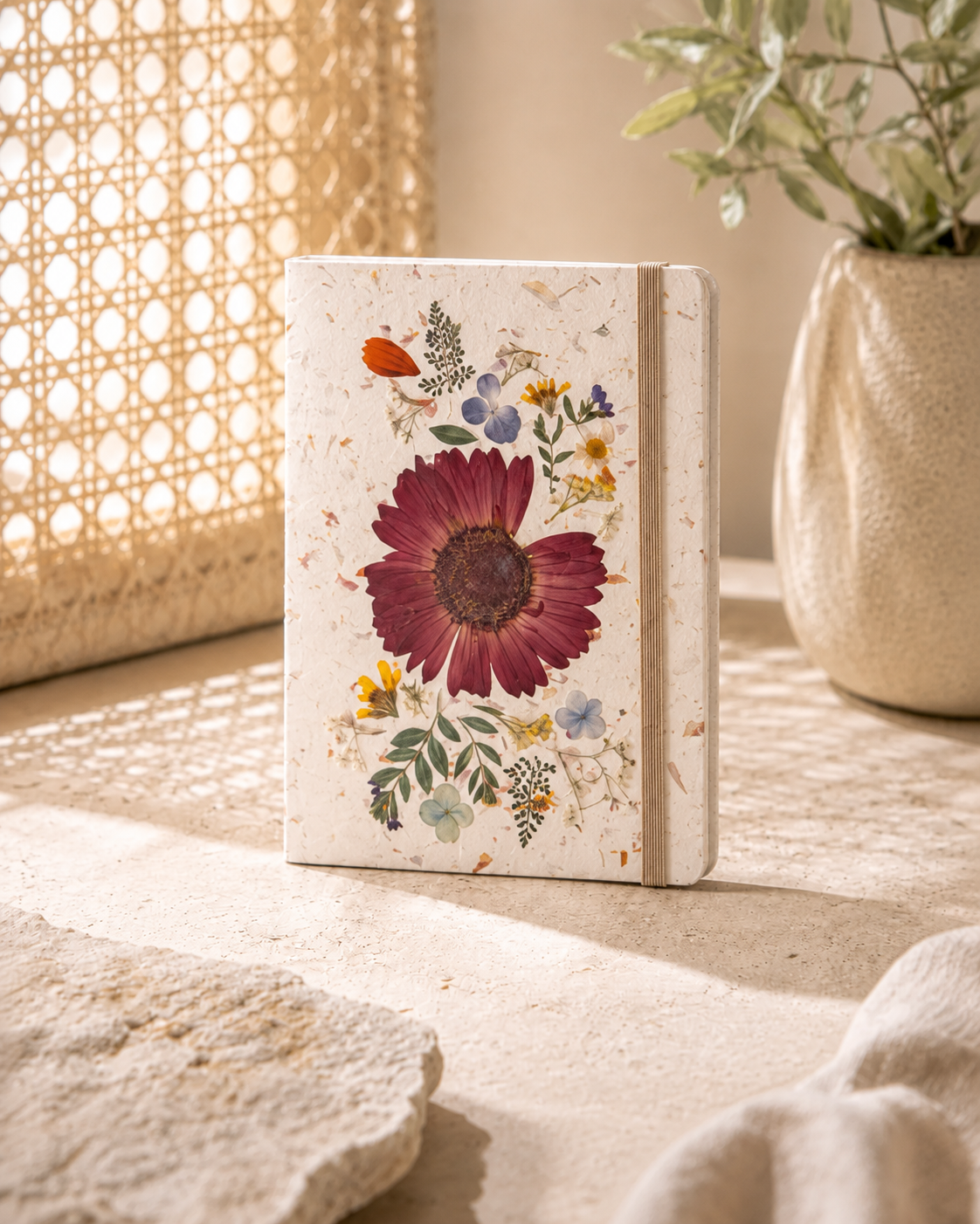 Handcrafted Journal with Pressed Flowers 5x8