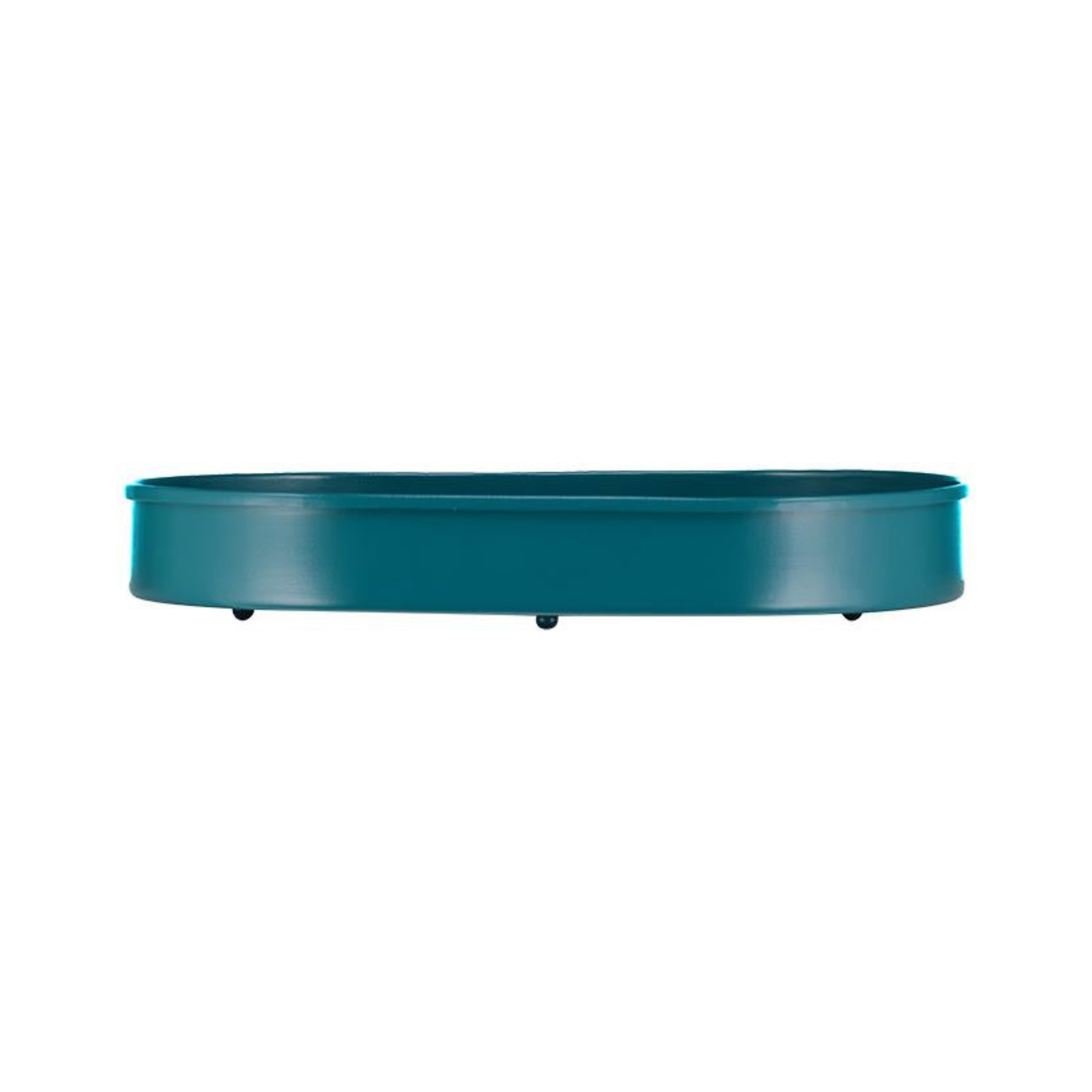 Oval Metal Candle Platter - Petrol Blue