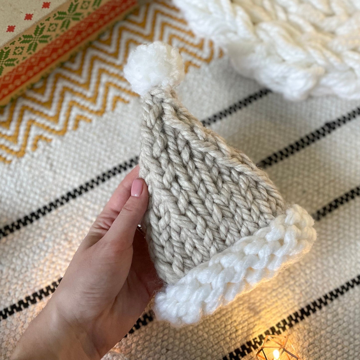 Knitted Santa Hat Christmas Tree Toppers