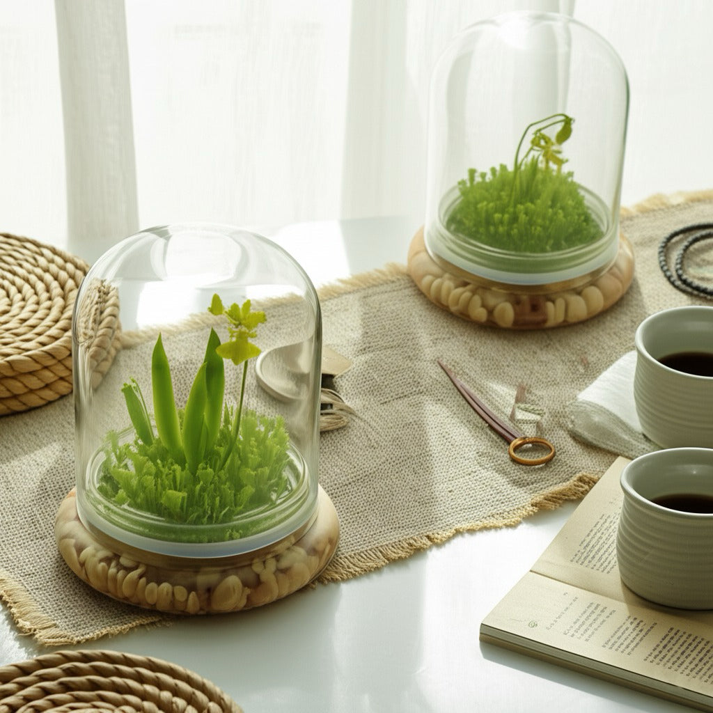 Everlasting Orchid Terrarium with Sundew Moss - Psygmorchis Pusilla – Self growing, Maintenance free, Unique Gift.