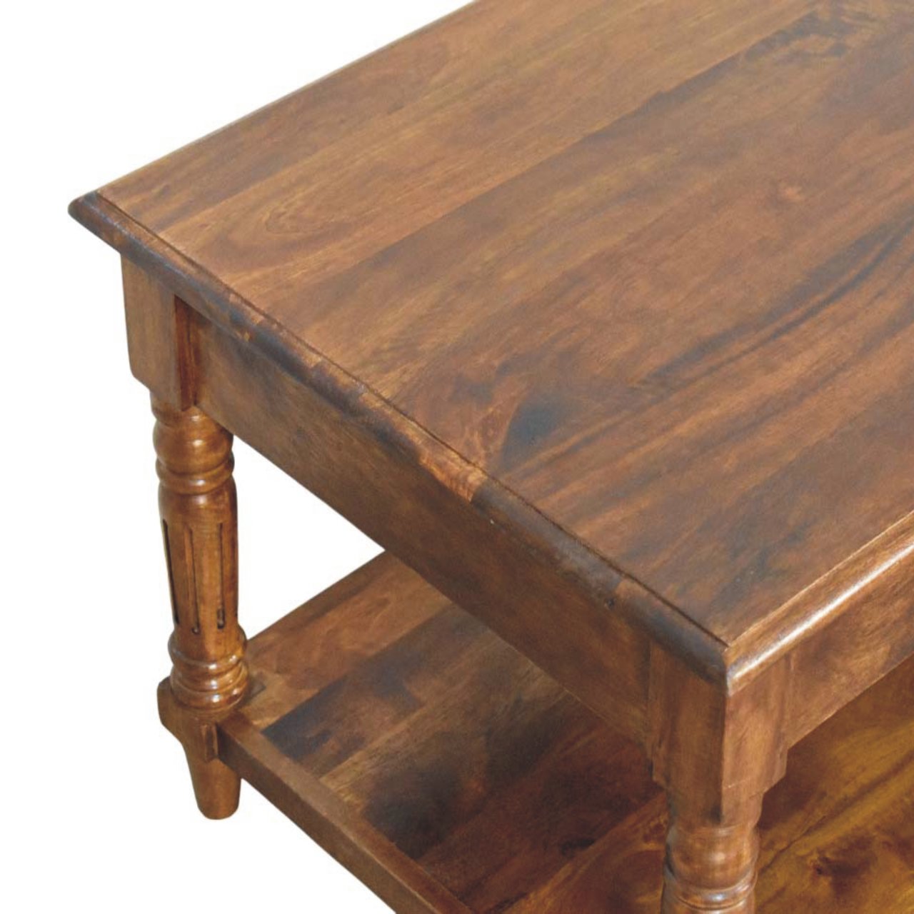 Solid Wood Turned Legs Chestnut Coffee Table